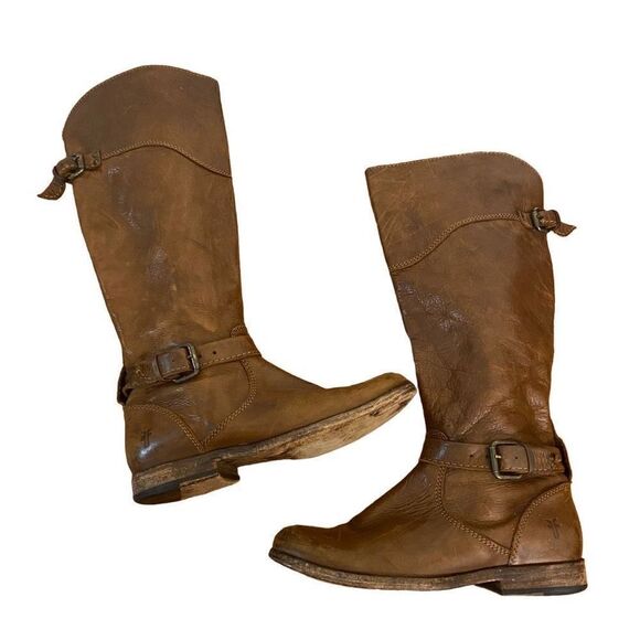 Frye Phillip Riding Boots Brown Leather Size 6 - Picture 1 of 10